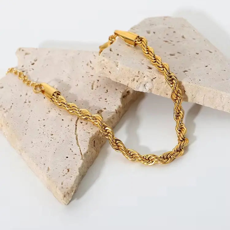 Carryallco 18K Gold Plated Rope Twist Bracelet