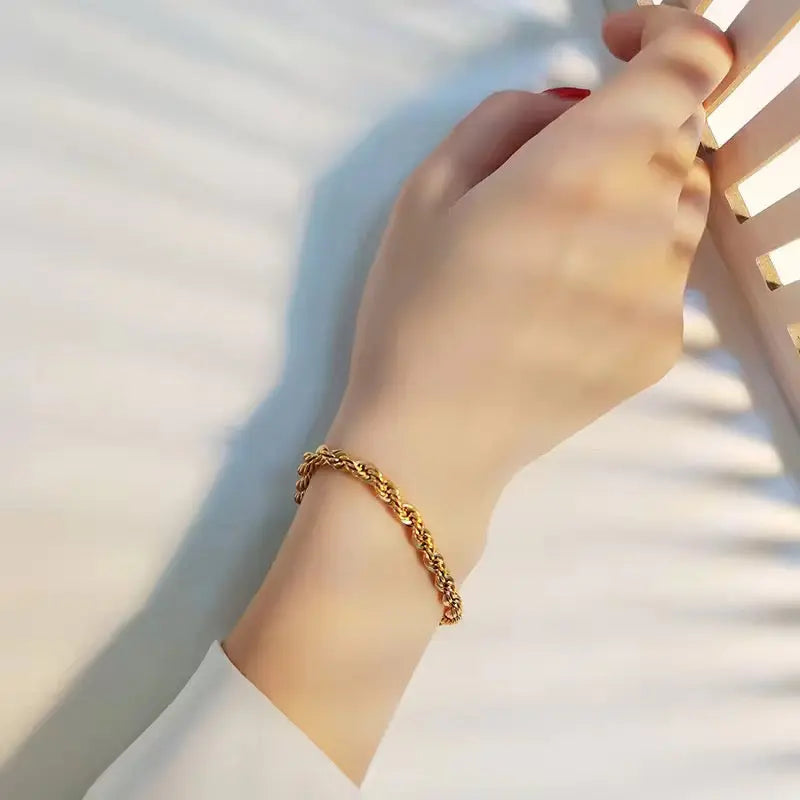 Carryallco 18K Gold Plated Rope Twist Bracelet