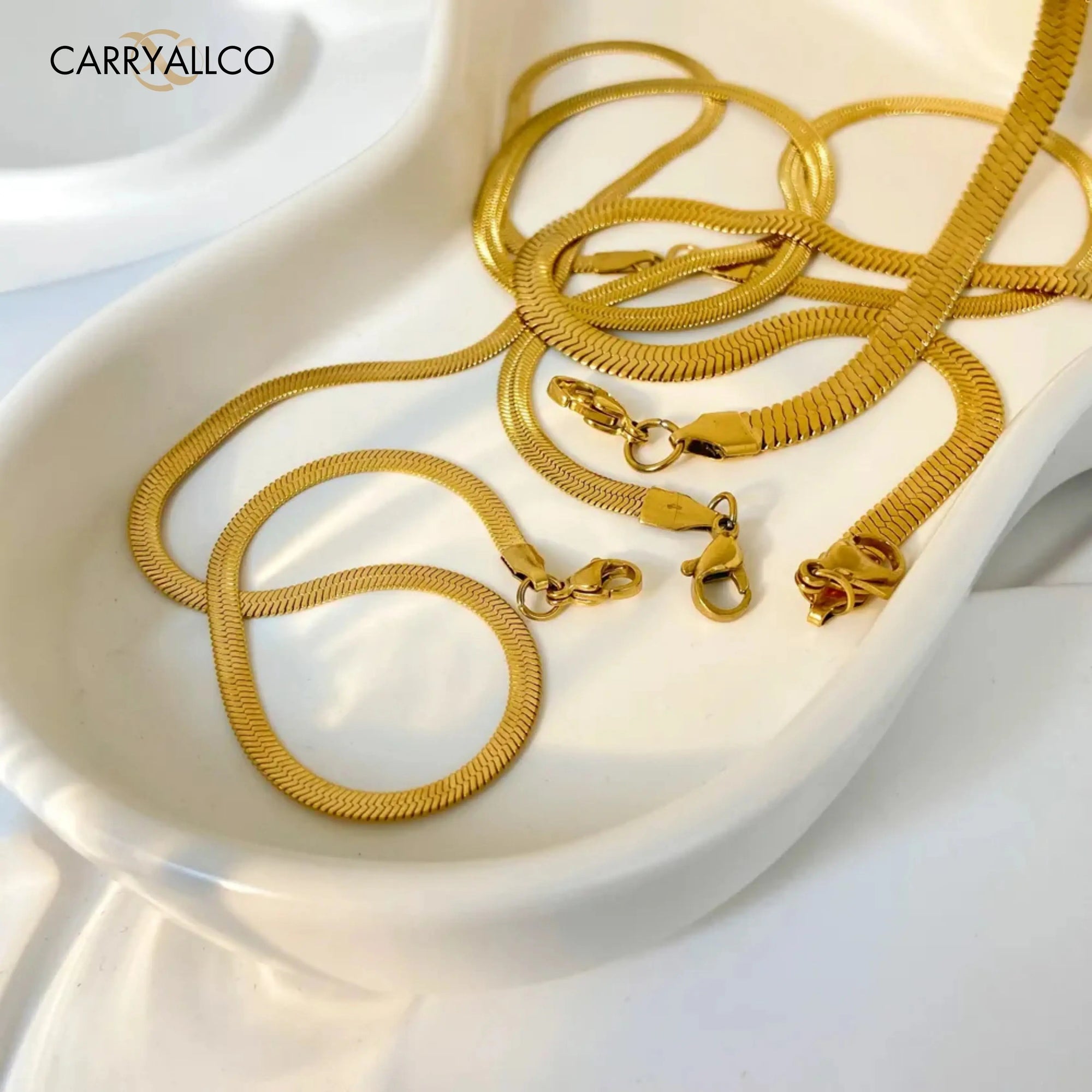 Carryallco 18K Gold Plated Snake Chain Necklace – Sleek & Timeless