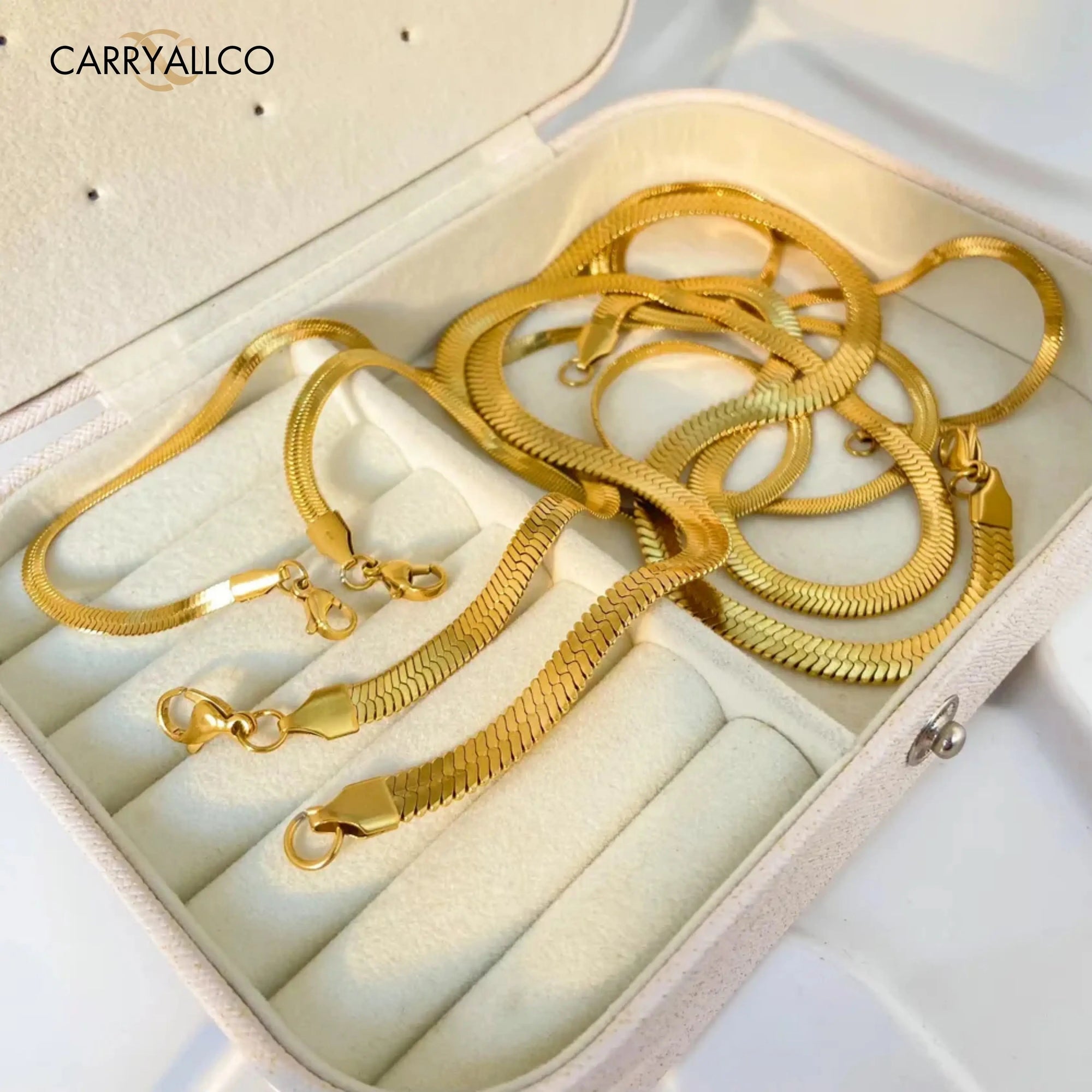 Carryallco 18K Gold Plated Snake Chain Necklace – Sleek & Timeless