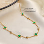 Carryallco 18K Gold Plated Emerald Zircon Necklace
