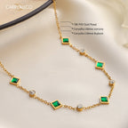 Carryallco 18K Gold Demi-fine Emerald Zircon Necklace