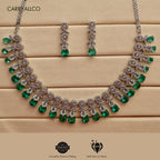 american diamond necklace sea green