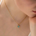 Carryallco 18K Gold Bead Chain Blue Stone Necklace