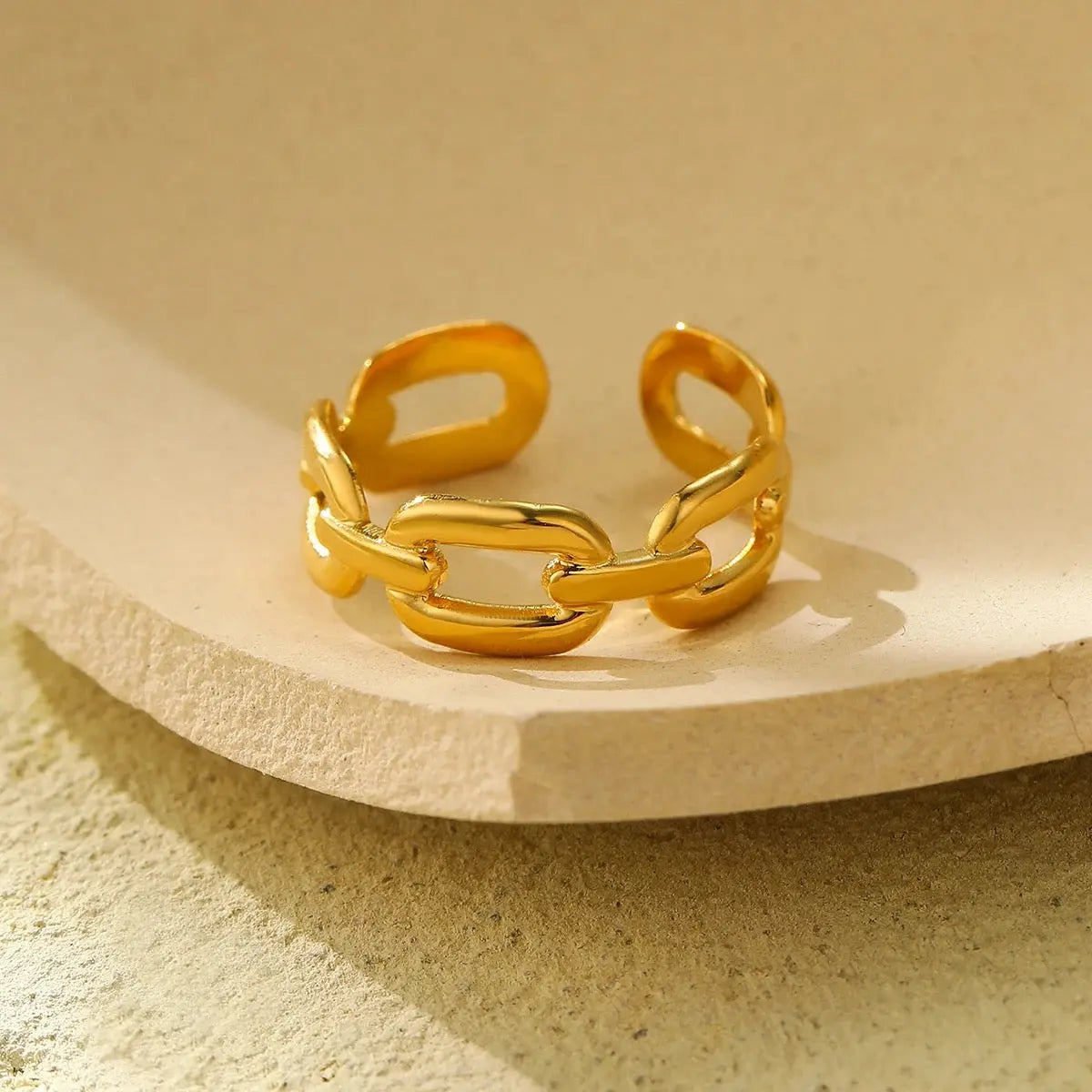 Carryallco 18-Gold Plated Demi-fine Buckle Chain Ring
