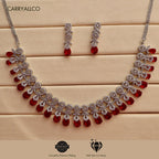 Carryallco Crimson Radiance American Diamond Necklace Set Carryallco