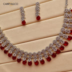 Carryallco Crimson Radiance American Diamond Necklace Set Carryallco
