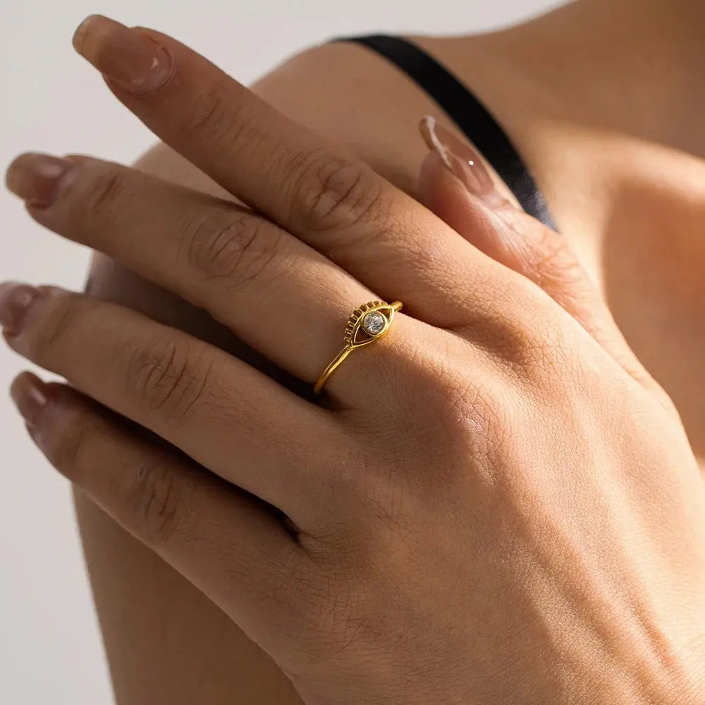 Carryallco 18K Gold Plated Demi-fine Devil's Eye Ring