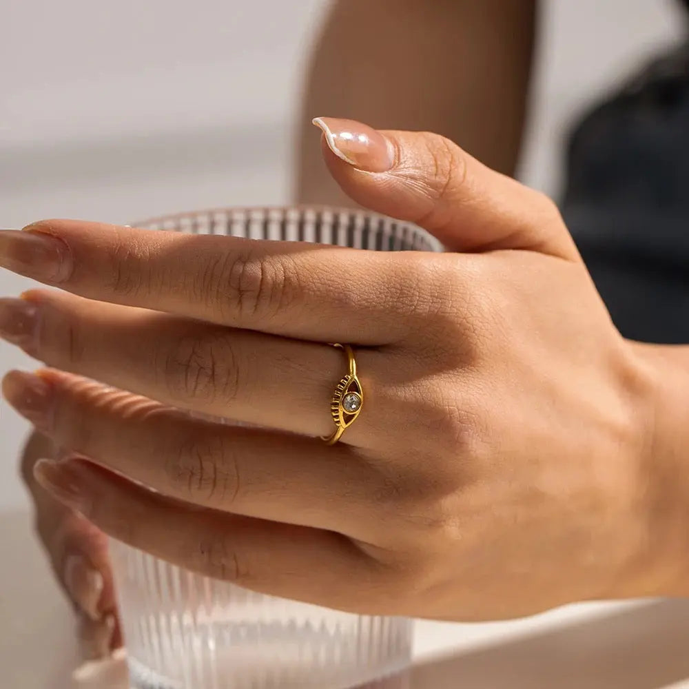 Carryallco 18K Gold Plated Demi-fine Devil's Eye Ring