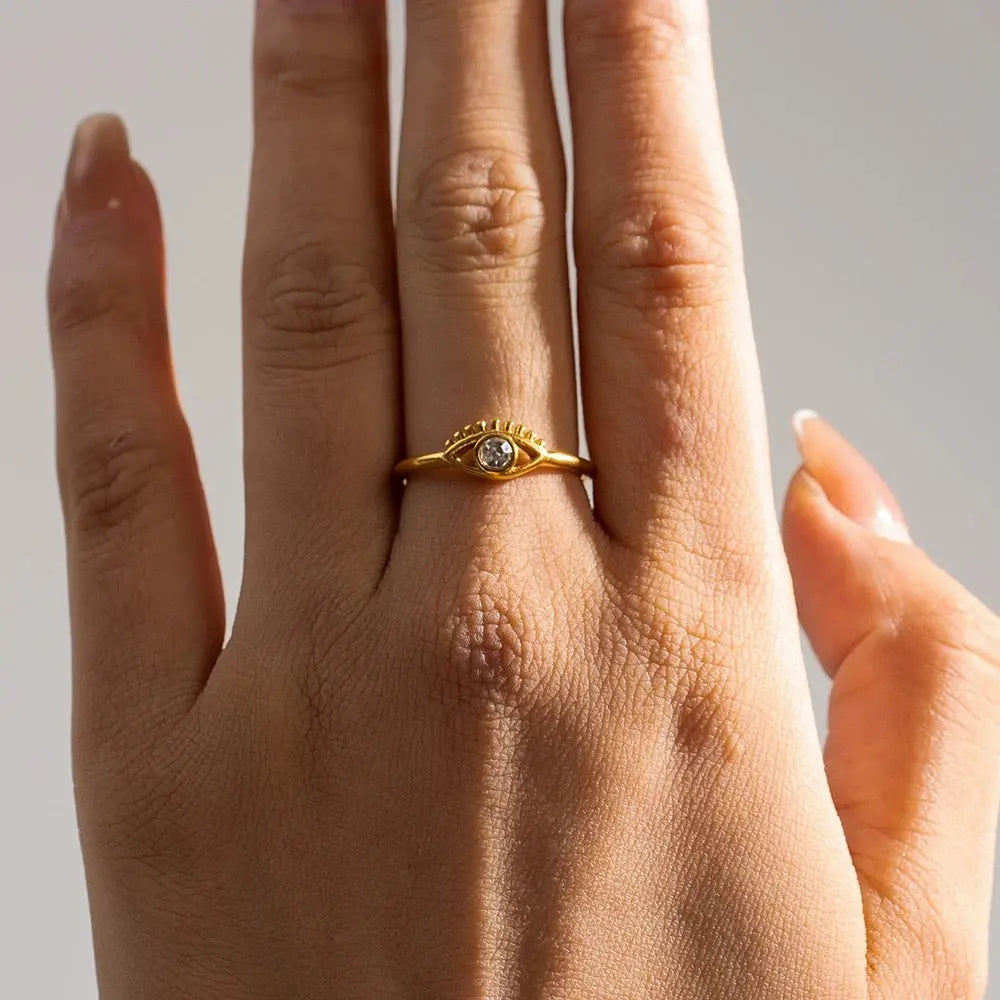 Carryallco 18K Gold Plated Demi-fine Devil's Eye Ring