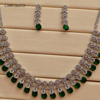 Carryallco Emerald Radiance American Diamond Necklace Set Carryallco