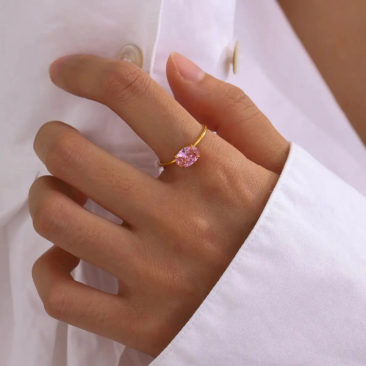 Carryallco 18K Gold Plated Demi-fine Fuchsia Elegance Ring
