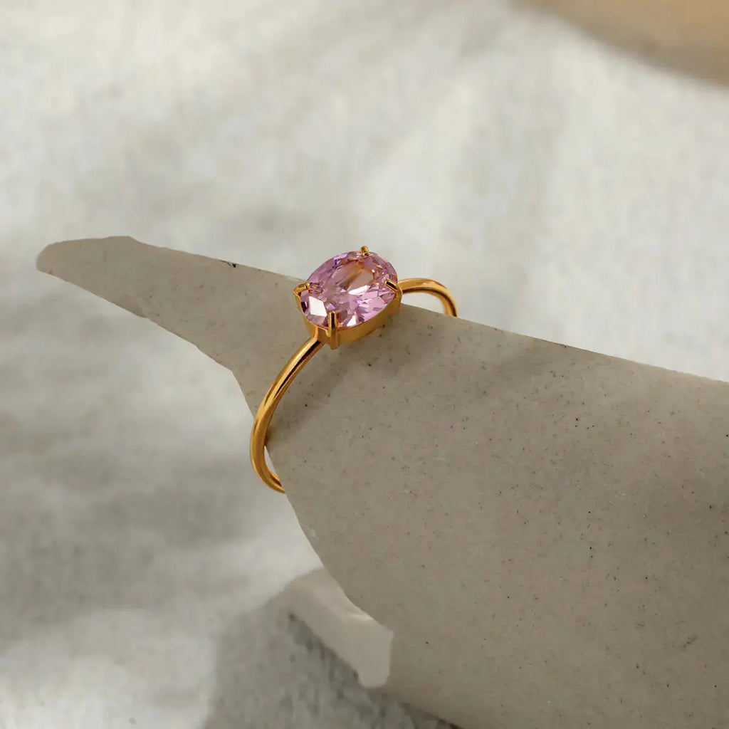 Carryallco 18K Gold Plated Demi-fine Fuchsia Elegance Ring