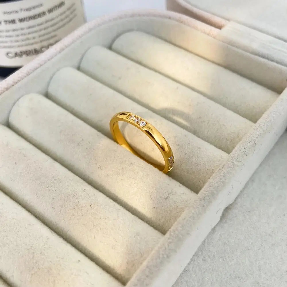 Carryallco 18K Gold Plated Demi-fine Minimalist Diamond Ring