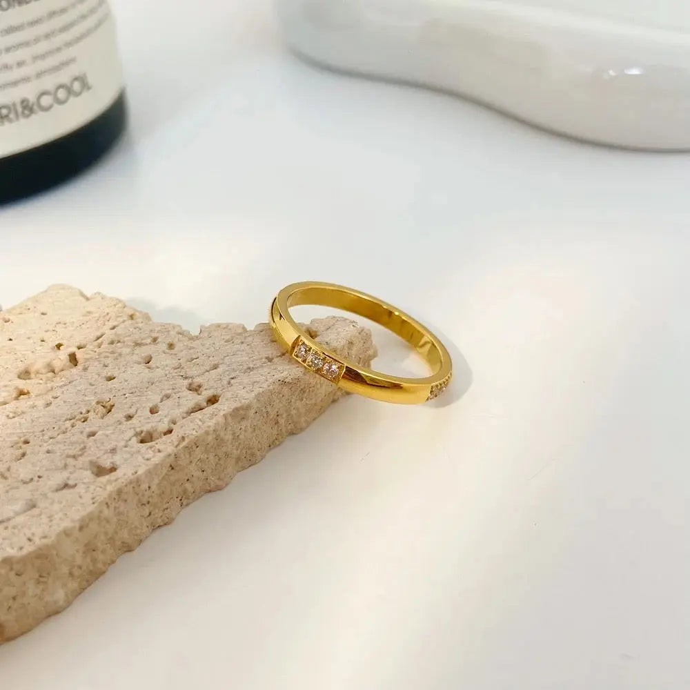 Carryallco 18K Gold Plated Demi-fine Minimalist Diamond Ring