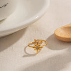 Carryallco 18K Gold Plated Demi-fine Octagram Zircon Ring
