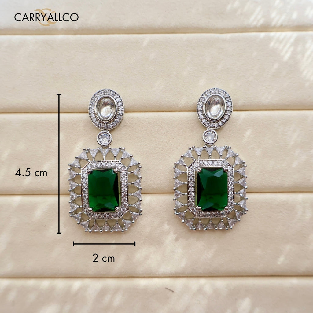 Carryallco Regal Radiance Green Stone Earrings Carryallco