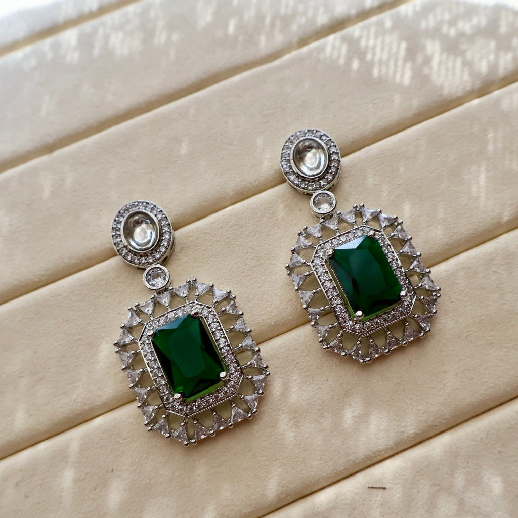 Carryallco Regal Radiance Green Stone Earrings Carryallco