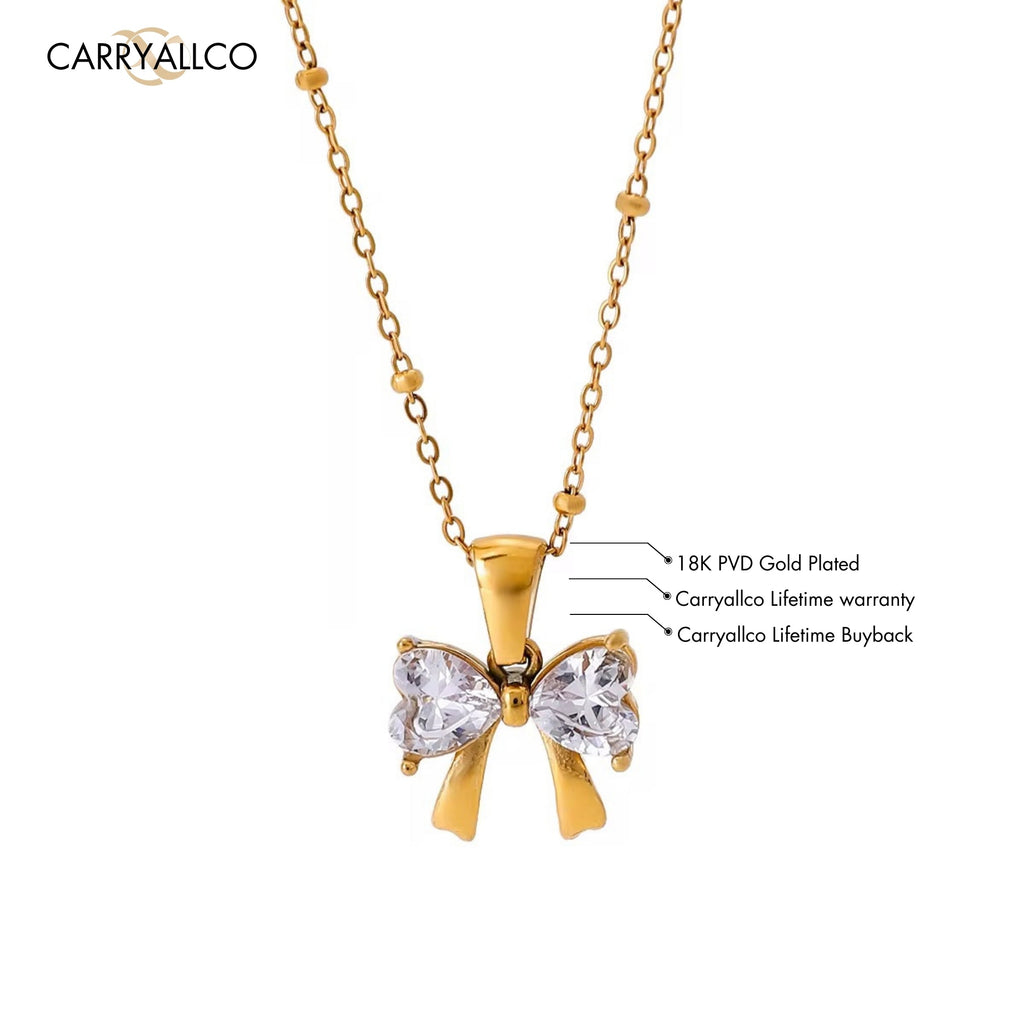 Carryallco Bow Knot CZ Pendant Necklace Carryallco
