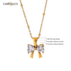 Carryallco Bow Knot CZ Pendant Necklace Carryallco