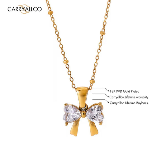 Carryallco Bow Knot CZ Pendant Necklace