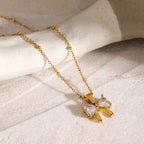Carryallco Bow Knot CZ Pendant Necklace Carryallco