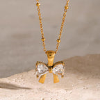 Carryallco Bow Knot CZ Pendant Necklace Carryallco