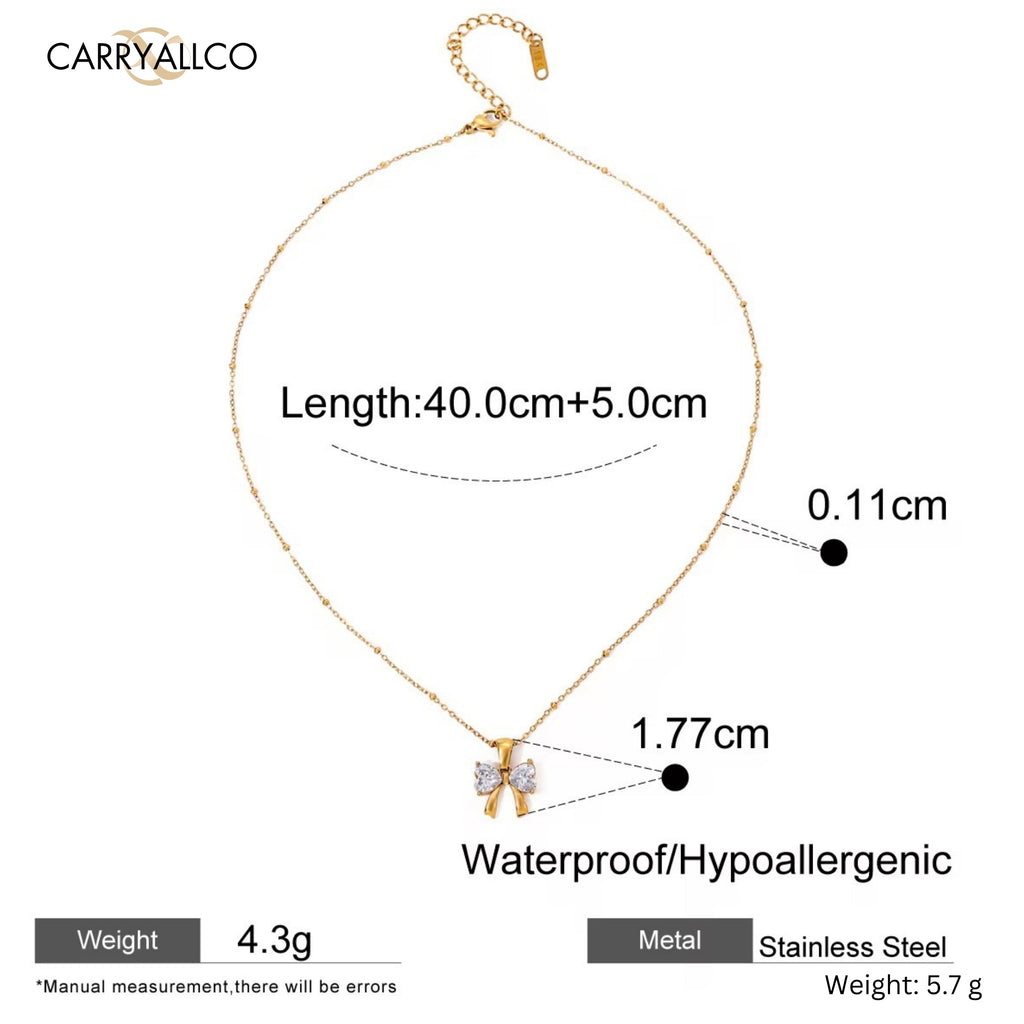 Carryallco Bow Knot CZ Pendant Necklace Carryallco