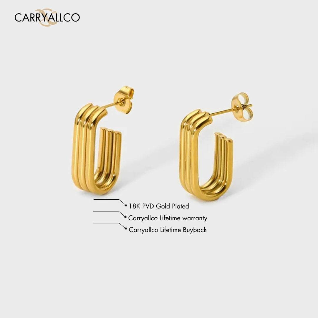 Carryallco 18K Gold Plated Multi-Layer U-Shaped Hoop Earrings
