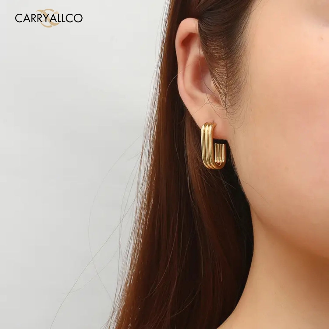 Carryallco 18K Gold Plated Multi-Layer U-Shaped Hoop Earrings
