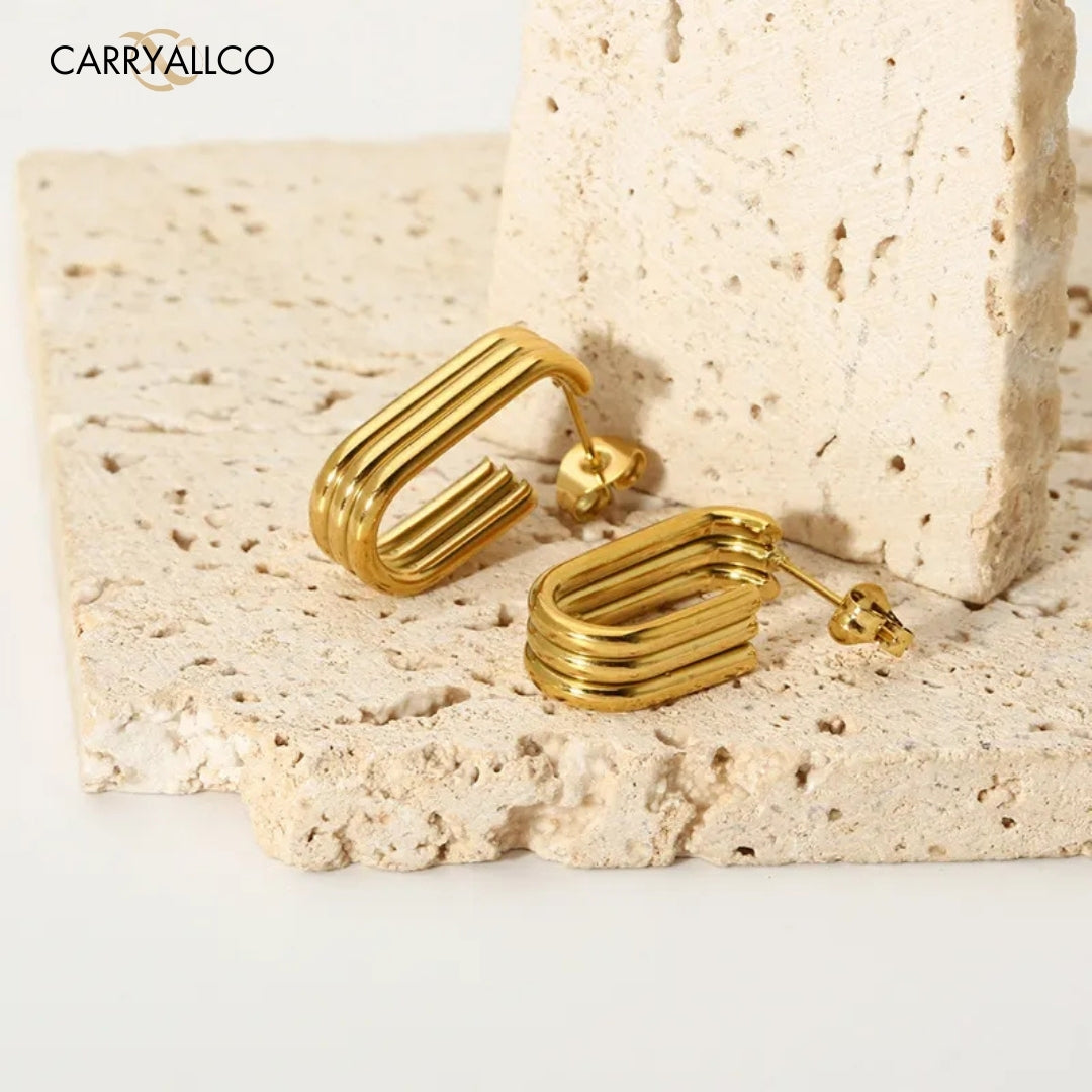 Carryallco 18K Gold Plated Multi-Layer U-Shaped Hoop Earrings
