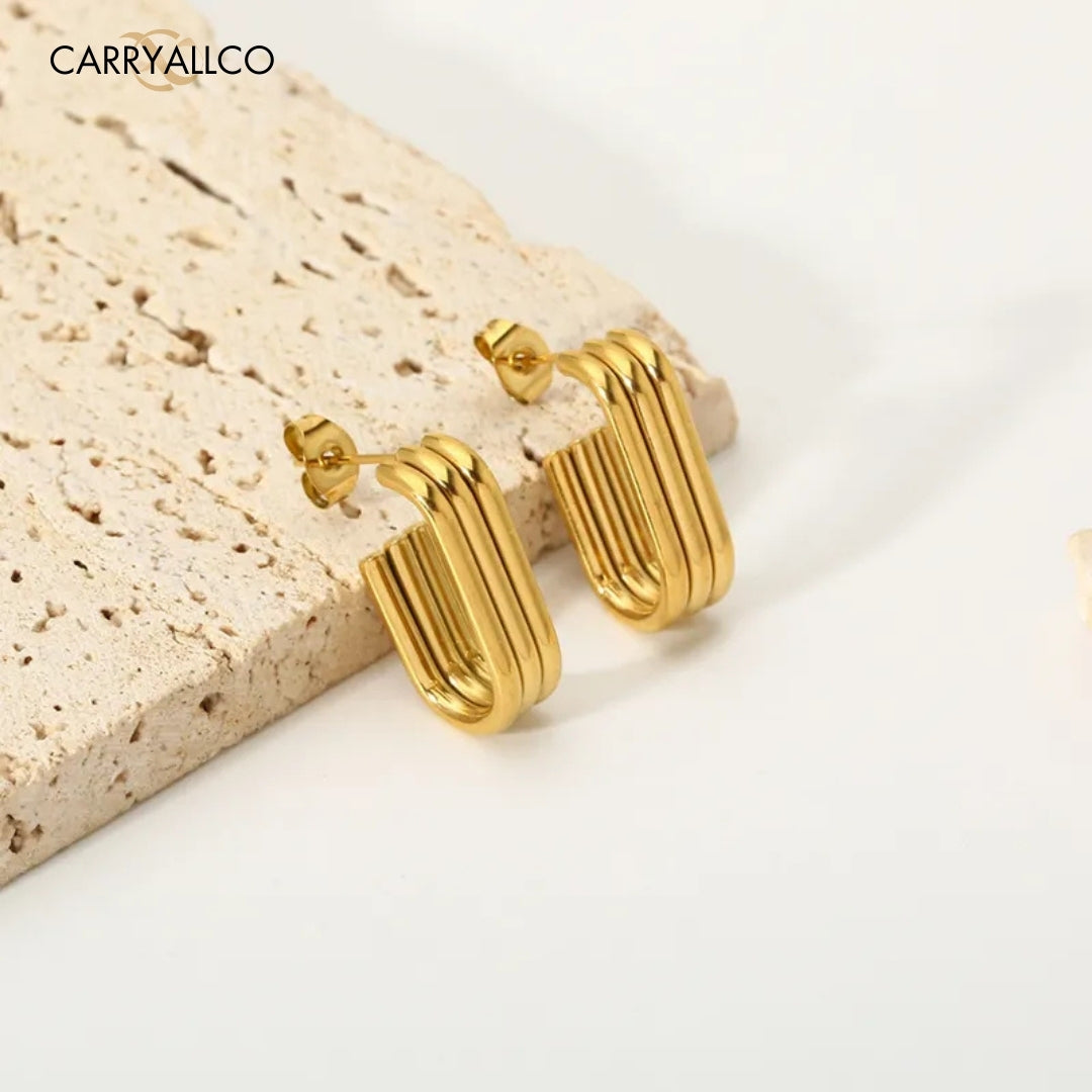 Carryallco 18K Gold Plated Multi-Layer U-Shaped Hoop Earrings