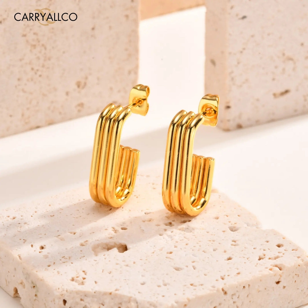 Carryallco 18K Gold Plated Multi-Layer U-Shaped Hoop Earrings