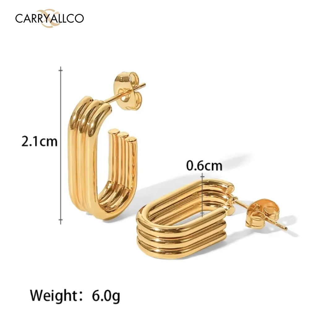 Carryallco 18K Gold Plated Multi-Layer U-Shaped Hoop Earrings