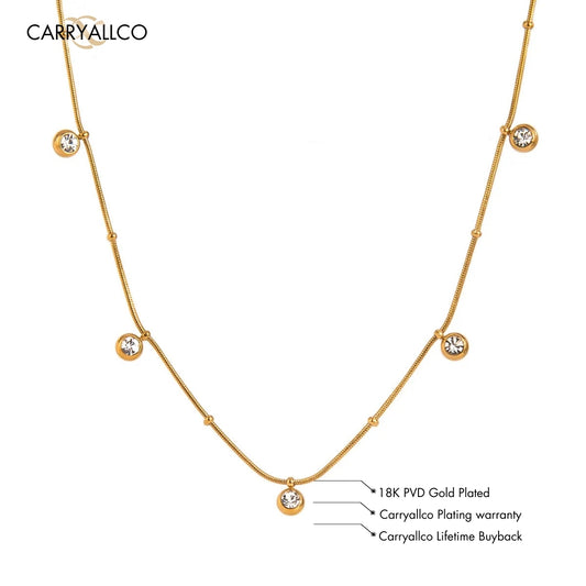 Carryallco 18K Gold Plated White Brilliant Cut Pendant Necklace
