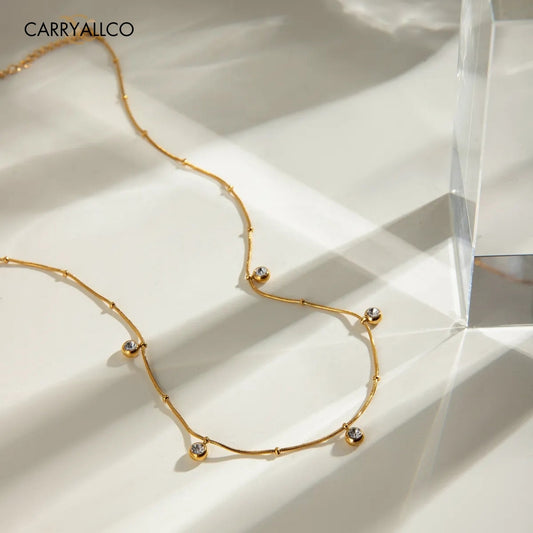 Carryallco 18K Gold Plated White Brilliant Cut Pendant Necklace