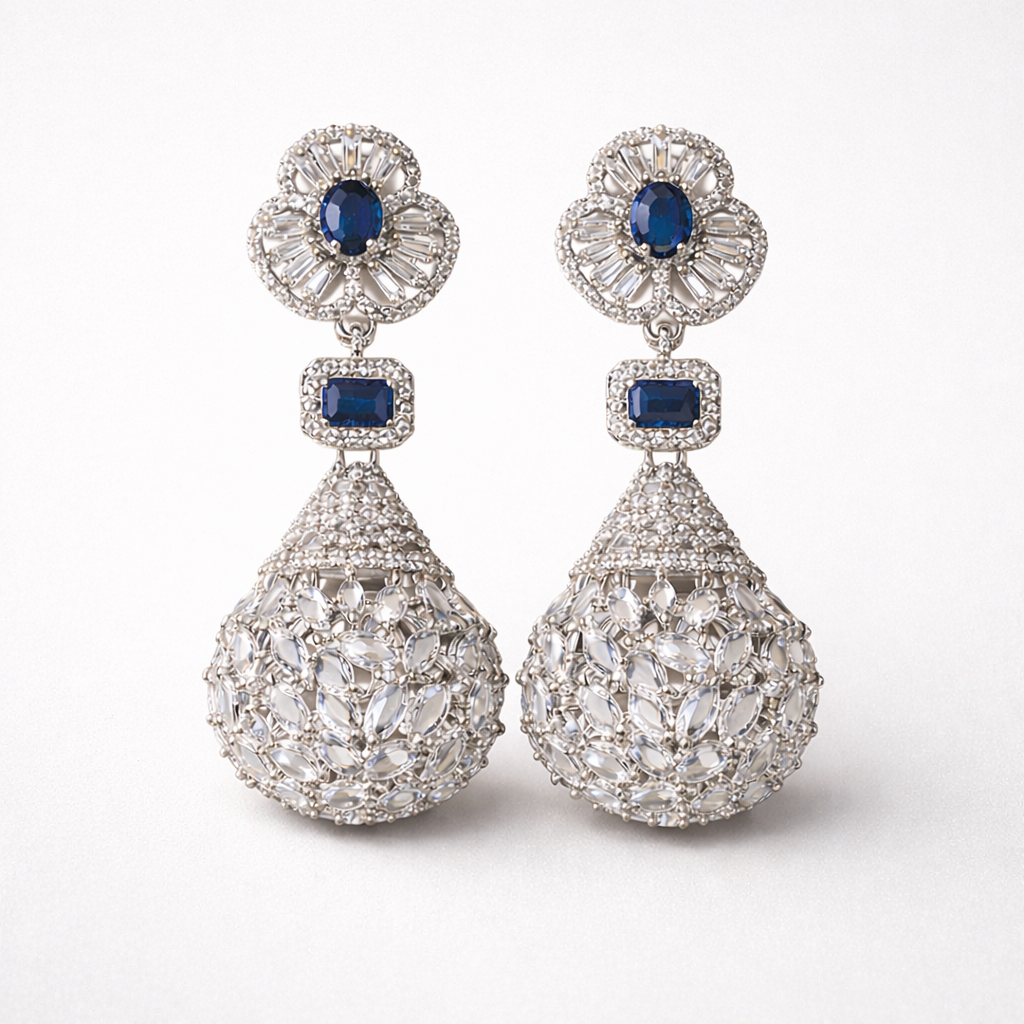 Blue Stone Designer Jhumka Drop Earrings for Women