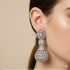White Jhumka Drop Earrings for Women