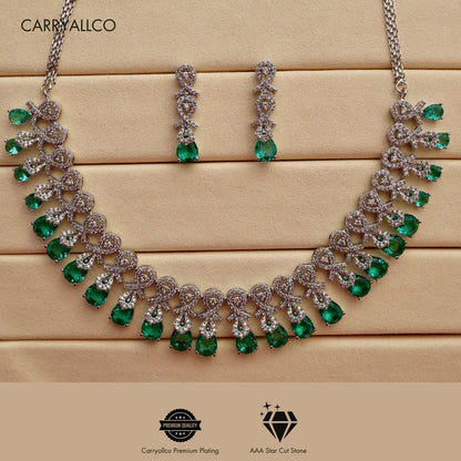 american diamond necklace sea green