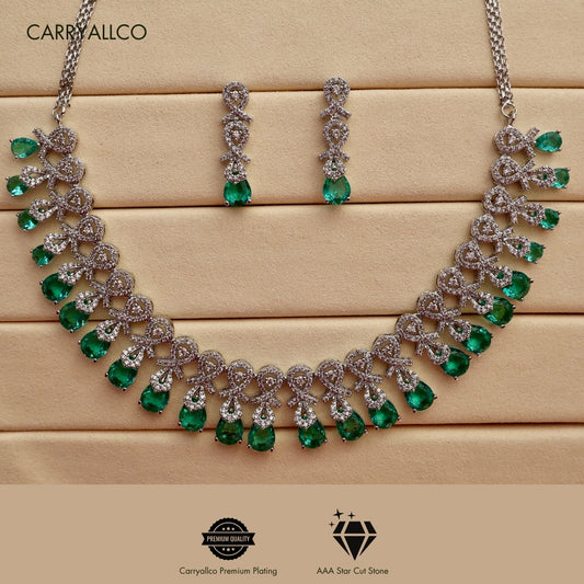american diamond necklace sea green