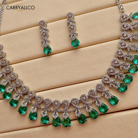 american diamond necklace sea green