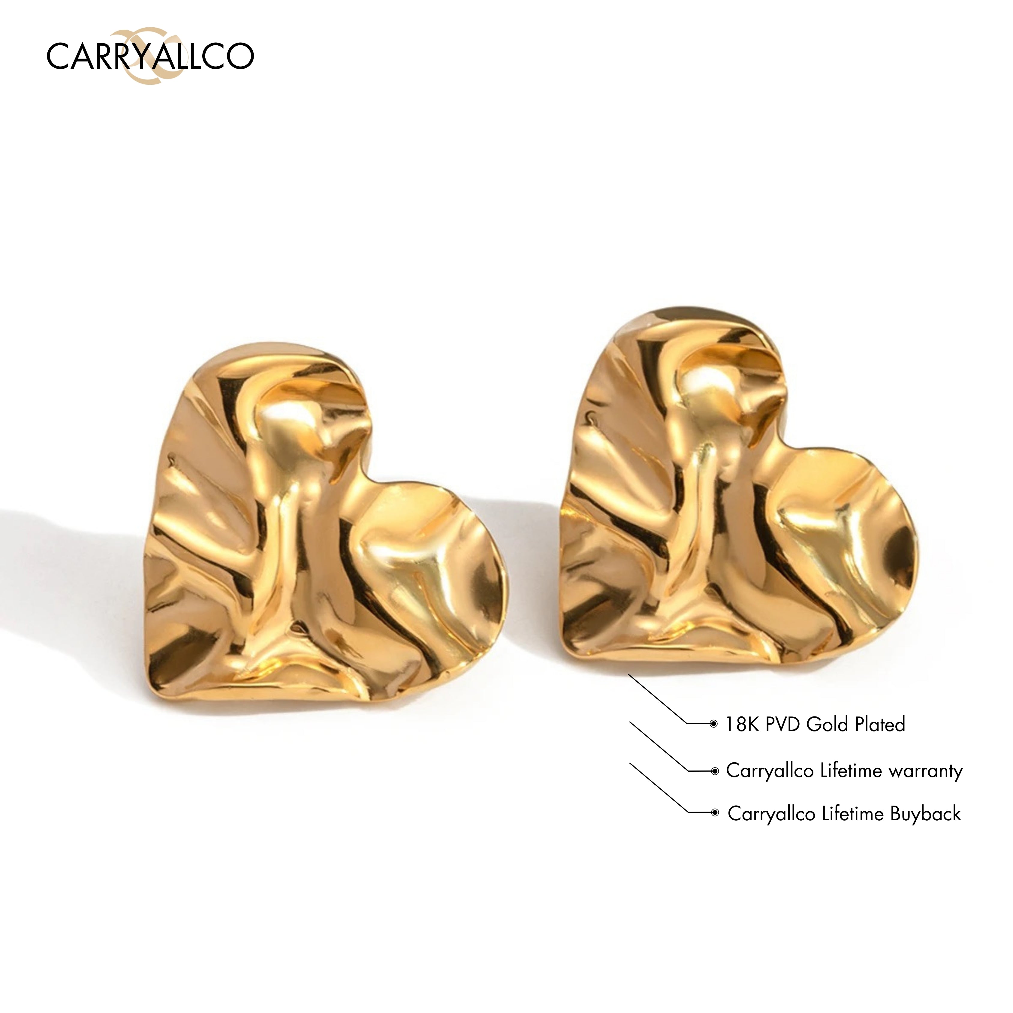 Carryallco Bold Heart Hammered Earrings Carryallco