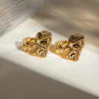 Carryallco Bold Heart Hammered Earrings Carryallco