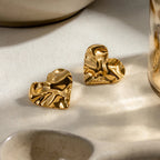 Carryallco Bold Heart Hammered Earrings Carryallco