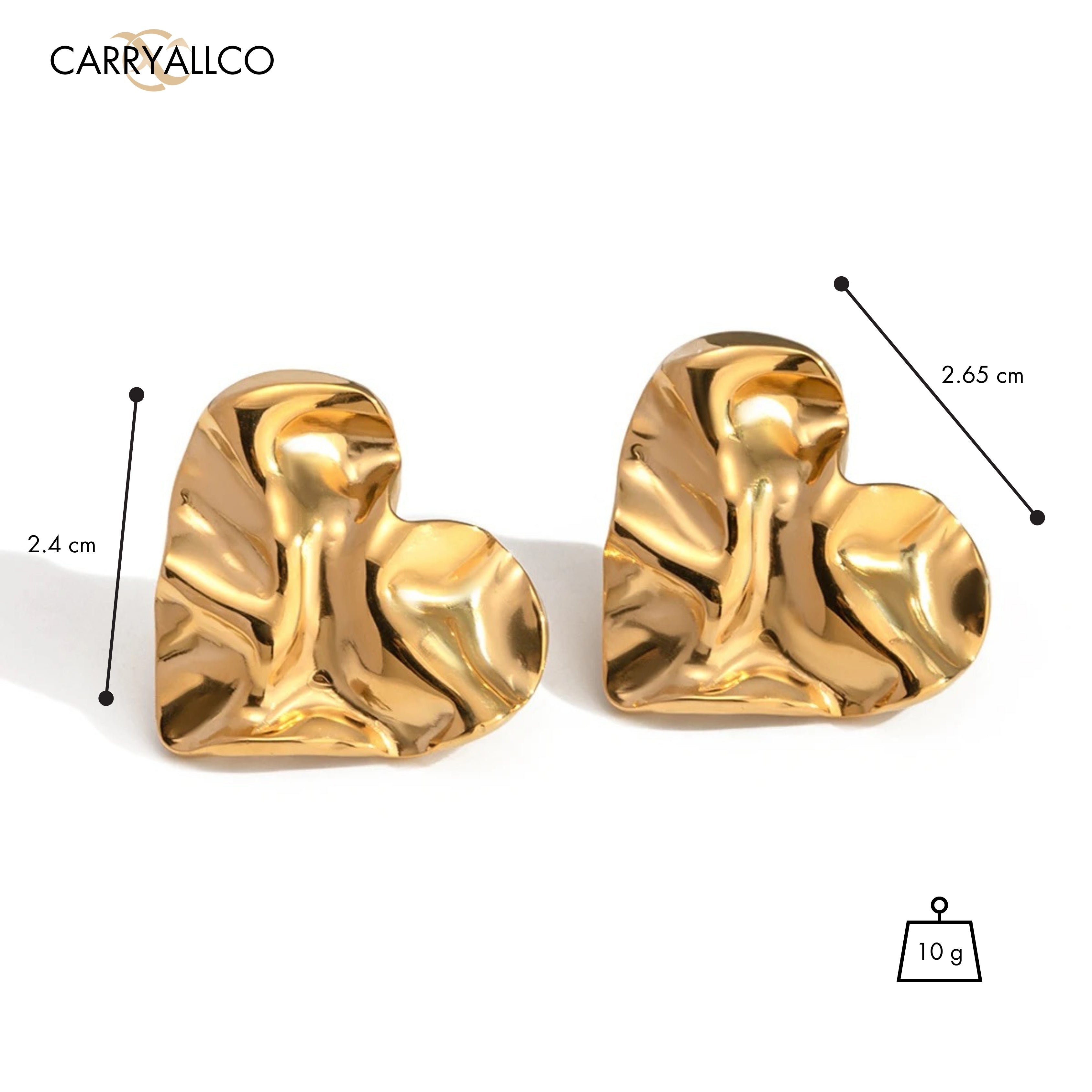 Carryallco Bold Heart Hammered Earrings Carryallco
