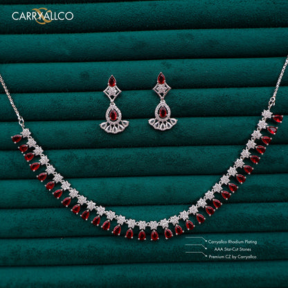 Carryallco Crimson Radiance American Diamond Necklace Set