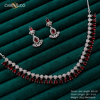 Carryallco Crimson Radiance American Diamond Necklace Set Carryallco
