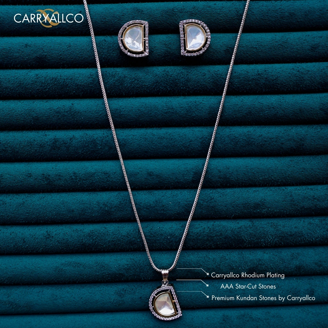 Carryallco Dual-Tone Kundan Elegance Pendant Set CARRYALLCO