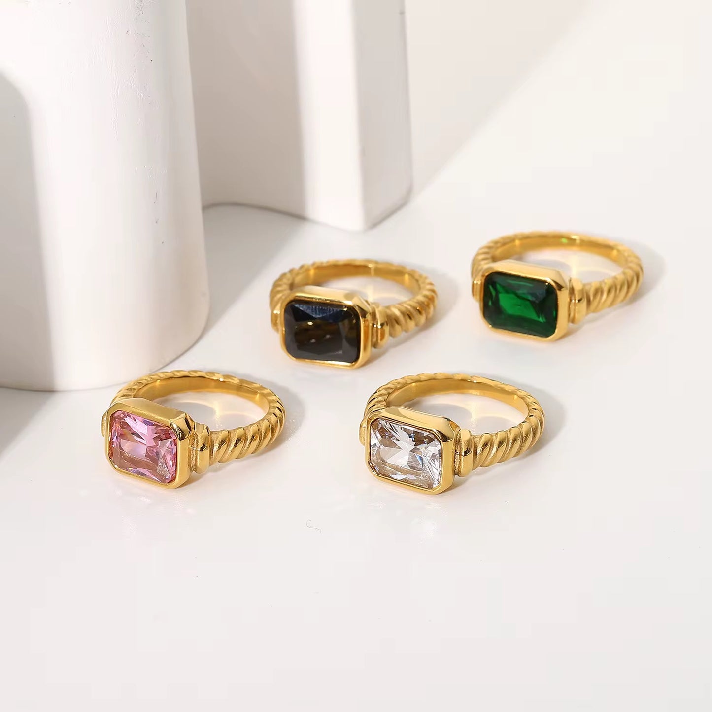 Carryallco 18K Gold Plated Demi-fine Elegant Twist Zircon Ring
