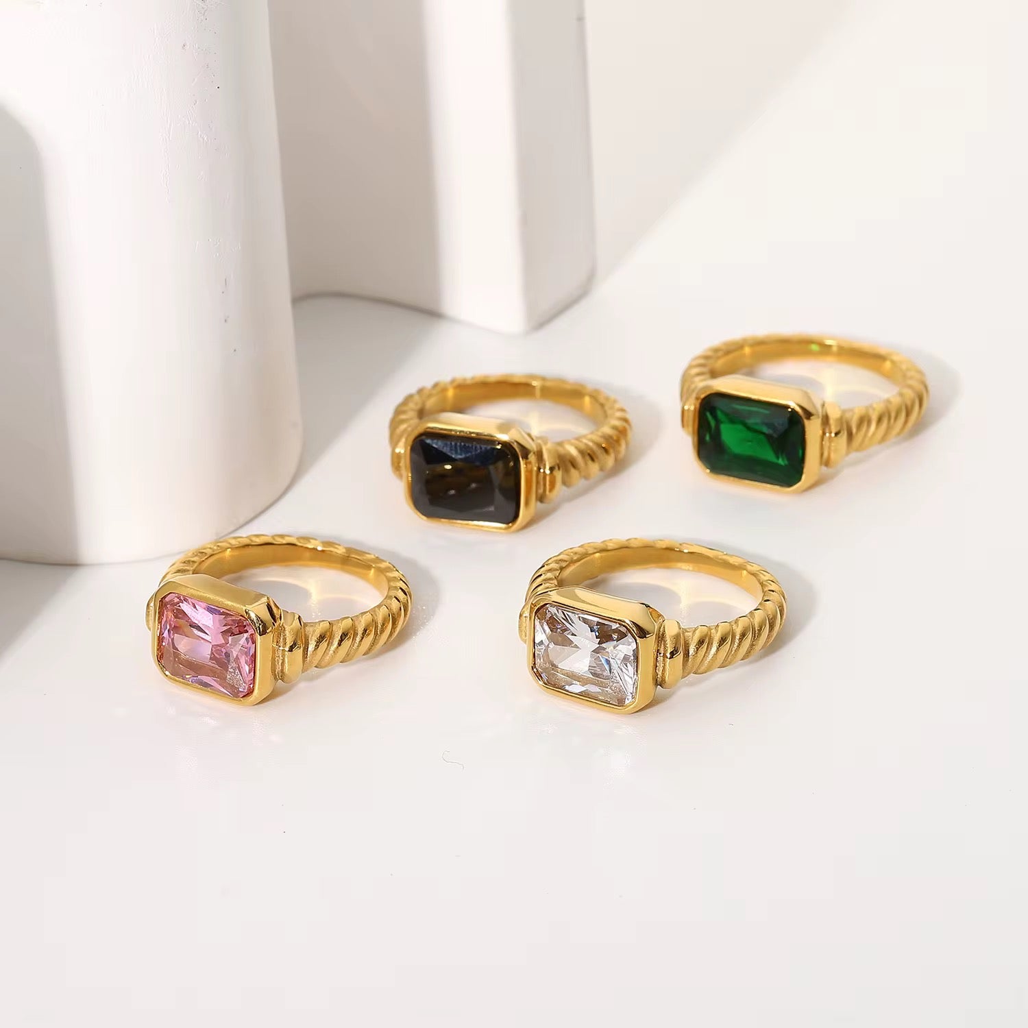 Carryallco 18K Gold Plated Demi-fine Elegant Twist Zircon Ring